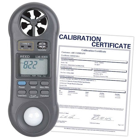 Reed Instruments LM-8000-NIST 6-in-1 Multi-Function Environmental Meter,  LM-8000-NIST